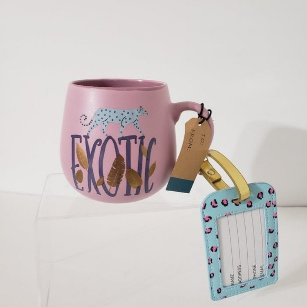 Prima Design Exotic Lavender Leopard Safari Ceramic Coffee Mug NWT